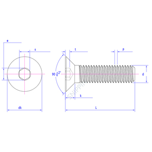 Lớp 10.9 kẽm mạ din7991 <span class=keywords><strong>Hex</strong></span> ổ cắm chìm đầu Vít Đầu Phẳng Allen bu lông M3 M4 M5 M6 M8 M10 M12 M14 M16 M18-M24 - Product Image 6