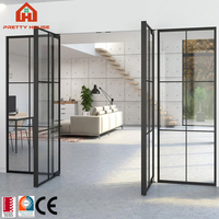 Puerta Pivotante de Entrada Principal Automatizada Moderna para Villa, Puerta Frontal de Aluminio y Vidrio de Lujo para Apartamento