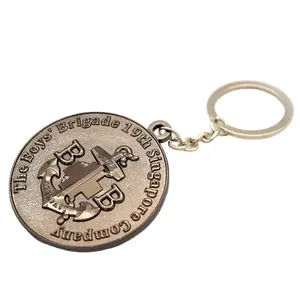 Machen Sie Ihr eigenes Logo Metall 3D Key Chain Großhandel Singapore Souvenir Custom schwarz Nickel Schlüssel bund