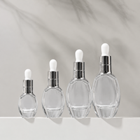 Flacon compte-gouttes en verre transparent personnalisé de 5 ml, 10 ml, 15 ml, 20 ml, 30 ml pour huile essentielle, flacon vide pour sérum mince