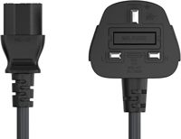 Câble d'alimentation Cable Leader 8 pieds IEC320 C13 BS1363 18AWG 13A 250V robuste pour PC/moniteurs/scanners/imprimantes, prise 3 broches Type G