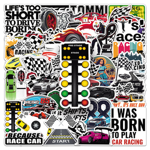 50 pezzi di vendita di fabbrica dei cartoni animati serie di <span class=keywords><strong>Auto</strong></span> Cool <span class=keywords><strong>Auto</strong></span> da corsa adesivo personalizzato per tazza portatile - Product Image 1