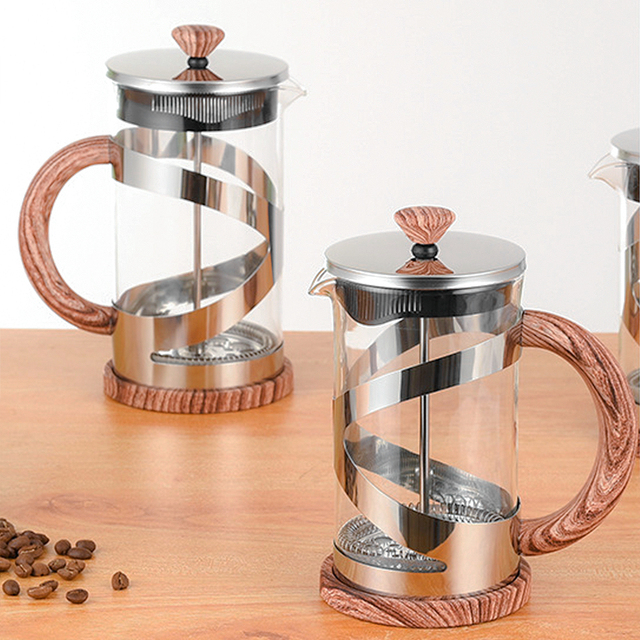 Custom Color 600/800/1000ml French Press Coffee Maker Stainless Steel Filter Portable Lid High-Borosilicate Glass Tea Coffee Pot