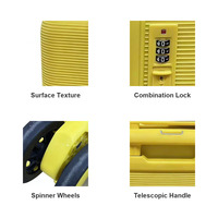 Desain Panel Tengah Koper Keras ABS Warna Kuning Cerah, Koper Troli Perjalanan dengan Roda Spinner, Grosir Pabrik OEM