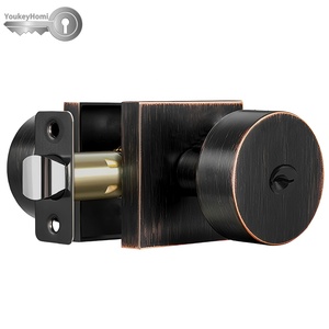 YoukeyHomi vente chaude entrée d'entrée toutes fonctions à clé Passage de confidentialité factice bouton de porte carré poignée serrure Bronze huilé - Product Image 1