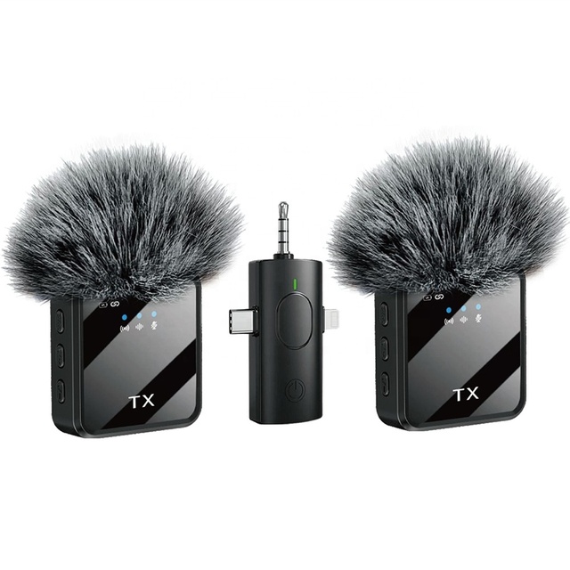 2Mic 3 In1 Wireless Lavalier Microphone Mobile Phone Vlog Video Recording Interview Broadcasting Lapel Microphones Wireless Mic