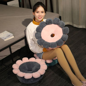 Coussin de sol en peluche en forme de fleur, 40x40 cm, imitation fourrure de lapin extra douce, coussin rond pour salon, chambre à coucher, usage domestique - Product Image 4