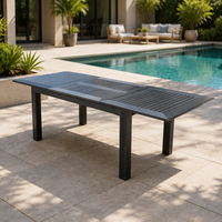 Table de salle à manger extensible en aluminium avec système papillon, design moderne à 4 pieds, pour patio extérieur, ensemble de chaises 10/12 places
