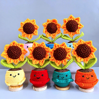 Poupées au crochet faites à la main, personnalisées et mignonnes, en forme de tournesol, pour le soutien émotionnel, avec ornement de pot de fleurs artificielles, pour cadeaux de la Saint-Valentin