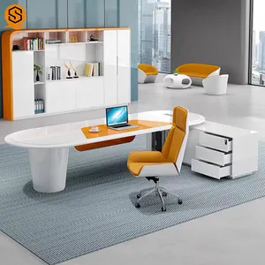 Factory Direct Ceo Desk Executive Desk With Baked Finish Modern Simplistic Boss Office Desk Furniture For Sale