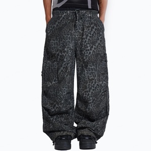 Custom High Quality Stacked Parachute <b>Carpenter</b> <b>Men</b> Custom Cargo 100% Cotton Leopard Oversize Baggy <b>Pants</b> <b>Men</b> - Product Image 1