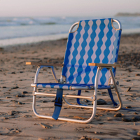 Chaise de plage pliante réglable de luxe avec cadre en aluminium et accoudoirs en bois, idéale pour le camping et les pique-niques en extérieur, impression personnalisée