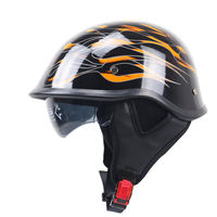 Casque de moto demi-visage noir mat, Chopper Cruiser Biker scooter casque avec lunettes de soleil DOT