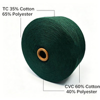 Fil mélangé recyclé en coton/polyester cardé, teint à l'état filé, écologique, de 3s à 30s, en plusieurs couleurs, pour le tissage et le tricotage