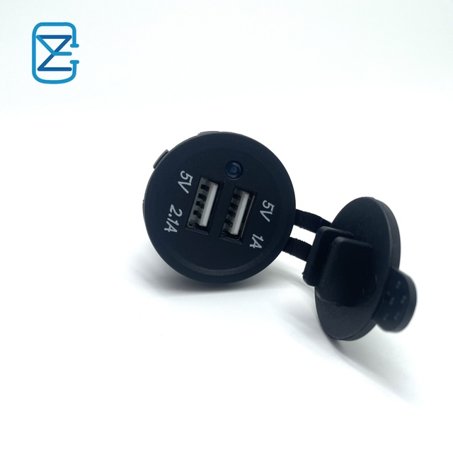 12V-24V DC Dual USB Charger Socket Panel Mount Waterproof USB Outlet with LED Light for Car Boat RV Motorcycle