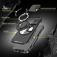 Pour iPhone 15 Pro Max Lentille Push Fenêtre Protection Coque Support Intégré Étui de Téléphone Portable pour iPhone 14 16 Plus 13 12 11