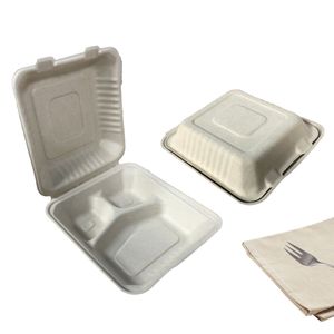 Manluen Food Pack eco-friendly <span class=keywords><strong>cibo</strong></span> <span class=keywords><strong>da</strong></span> <span class=keywords><strong>asporto</strong></span> imballaggio <span class=keywords><strong>cibo</strong></span> compostabile rettangolo biodegradabile contenitore a conchiglia - Product Image 5
