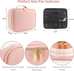 Vente en gros Trousse de maquillage vanité Trousse de maquillage Organisateur de voyage Miroir de maquillage avec lumière LED avec boîte de rangement - Product Image 2