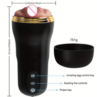 Taschenformat Männlicher Masturbator TPE-Material USB-Aufladbar Vibrierender Stimulator Weiche 3D Realistische Textur Wasserdicht Schwarz für Erwachsene