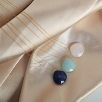 Collier pendentif en forme de goutte d'eau en pierre naturelle multicolore haut de gamme collier de pierres précieuses en acier inoxydable Simple colliers femmes