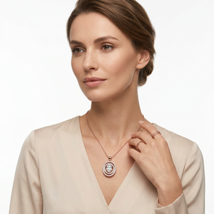 Collier pendentif ovale double halo en argent sterling 925 avec diamant de laboratoire pour femme, bijoux fins - Product Image 2
