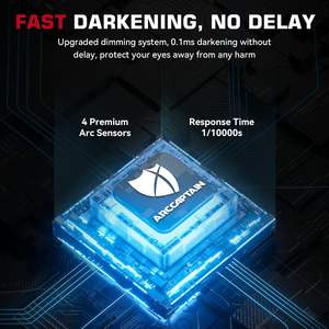 Casco de Soldadura con Oscurecimiento Automático ARCCAPTAIN, Pantalla de Visión Amplia de 3.94x3.66'', Color Real, 4 Sensores de Arco, Gama de Sombra Amplia 4-5/5-9/9-13 - Product Image 3