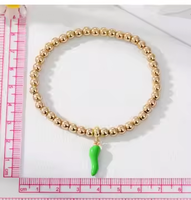 Nouveau Bracelet de perles tendance style européen-américain, accessoire géométrique couleur unie Chili, bijou polyvalent à maillons de chaîne, pour le marché international