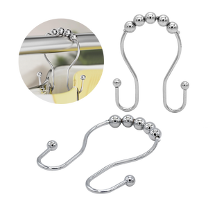 Crochets de rideau de douche double face en acier inoxydable, anneaux de salle de bain, installation facile, lot - Product Image 1