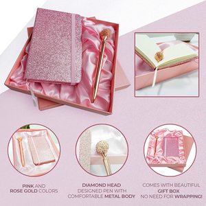 <span class=keywords><strong>2025</strong></span> Thiết Kế Mới Máy Tính Xách Tay Bộ Quà Tặng Cho Cô Gái Long Lanh Kim Cương Bút Văn Phòng Phẩm Lấp Lánh Long Lanh Màu Hồng Máy Tính Xách Tay Tạp Chí Đặt Lót Giấy - Product Image 2