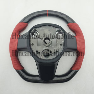 พวงมาลัยหนังคาร์บอนไฟเบอร์คุณภาพสูงแบบเจาะรู สำหรับรถยนต์เทสล่า รุ่น 3 และรุ่น Y ขายดี - Product Image 4