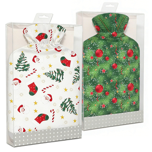 Bolsa de Agua Caliente de 2L, Botella de Agua Caliente y Fría de Caucho Natural con Funda Navideña para Alivio del Dolor, Caja de Regalo - Product Image 1