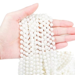 Chaîne de perles rouge vif en résine plastique blanc cassé pour accessoires de bijoux DIY, rideaux de mariage et fournitures d'artisanat - Product Image 5