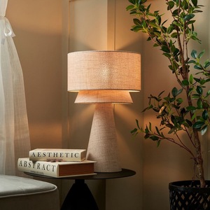 Fabric <b>Table</b> <b>Lamp</b> E27 LED Switch Control Bedroom <b>Study</b> Desk <b>Lamp</b> Warm Cozy Lighting Decor - Product Image 2