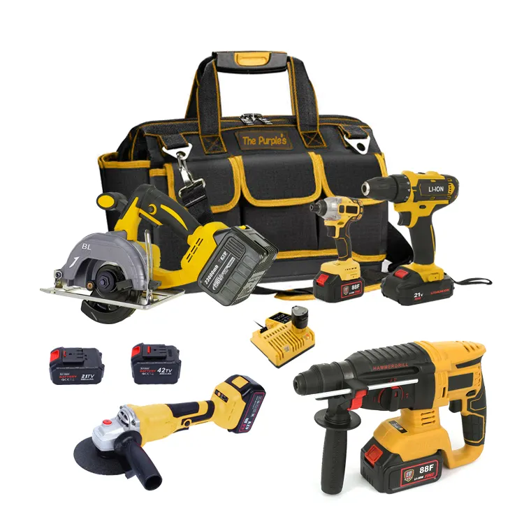 Factory Direct Price Hand Tools Combo Kit Impact 21V Battery Powered Tools Set Combo Multi Purposes Electric Power Tools Set
