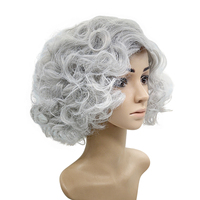 Perruque synthétique courte bouclée grise pour femme, effet naturel, idéale pour le cosplay, Halloween et les fêtes costumées