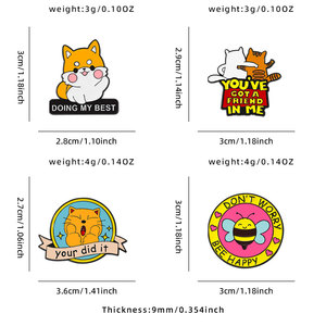 Lot de badges en émail personnalisés en gros, motifs animaux mignons et inspirants, épingles de revers en métal Shiba Inu, Chat, Abeille - Product Image 4