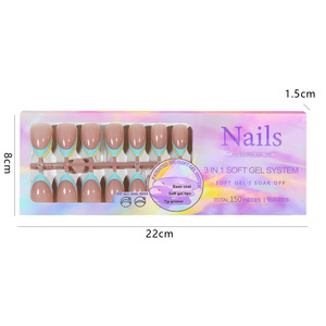 Venta al por Mayor de 150 Uñas Postizas Decorativas, Uñas Francesas Desmontables sin Costuras, Cortas, Cuadradas, Almendradas, a Presión - Product Image 1