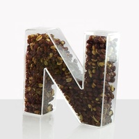 Bac de rangement en forme de grande lettre, conteneur de grande taille transparent en acrylique design de boîte à bonbons