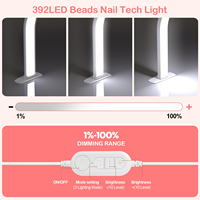 Grande lampe de bureau pour ongles en forme de demi-lune avec support pour téléphone, lampe à ongles en arc de 28 pouces pour manucure professionnelle et travaux de précision
