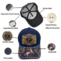 Gorra de Béisbol Unisex con Logo 3D de Metal Estilo Occidental, Estampado en Serigrafía, Cierre a Presión, Moderna, de Mezclilla, Lona, Jersey y Malla para Exteriores