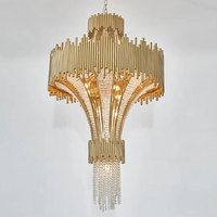 Lustre LED suspendu vintage doré, long, inspiré de la nature de Murano, pour hôtel, mariage, escalier, restaurant, décoration intérieure