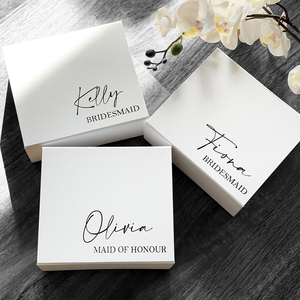 Scatole regalo pieghevoli con chiusura magnetica pieghevole per abbigliamento con patta magnetica nera di lusso personalizzata per proposta di damigella d'onore personalizzata - Product Image 5