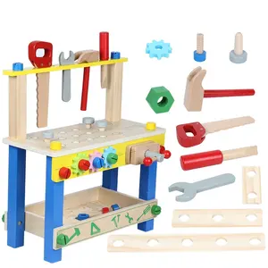 Brinquedos infantis de madeira sólida, banco de brinquedos 2022 de trabalho em madeira, ferramentas para crianças