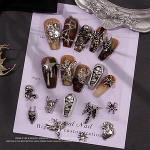 Móng tay quyến rũ 3D hợp kim sọ móng tay nghệ thuật quyến rũ Gothic retro móng tay đồ trang sức cổ điển Halloween móng tay phụ nữ kỳ nghỉ bên tự làm móng tay - Product Image 4