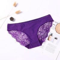 Women Briefs Ladies Ice Silk Seamless Transparent Underwear Sexy Lace Panties