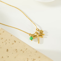 Nouveau collier pendentif libellule dorée en acier inoxydable plaqué or 18 carats, style chinois traditionnel de luxe