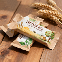 Emballage personnalisé en plastique et aluminium pour barres énergétiques, granola, noix, chocolat, produits alimentaires, sachet de collation