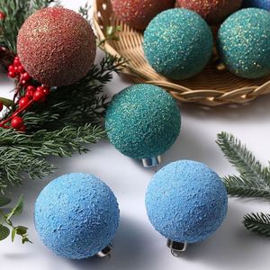 Nouvel ensemble de boules de Noël en plastique faites à la main, texturées, modernes, simples, imprimées en couleur, pour décorations d'arbre de Noël - Product Image 3