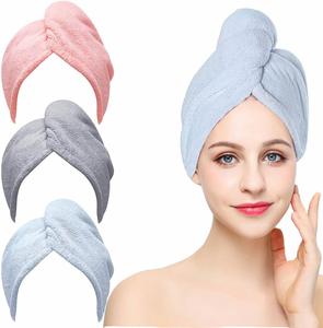 High Quality Custom Logo <b>Cap</b> Microfiber Hair Drying Towels Super Absorbent for Girls and <b>Women</b> - Product Image 1