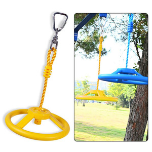 Rueda giratoria de escalada con cuerda de 10.4 pulgadas, equipo de juego de plástico para niños, para uso en interiores y exteriores, columpio Ninja Wheel - Product Image 3